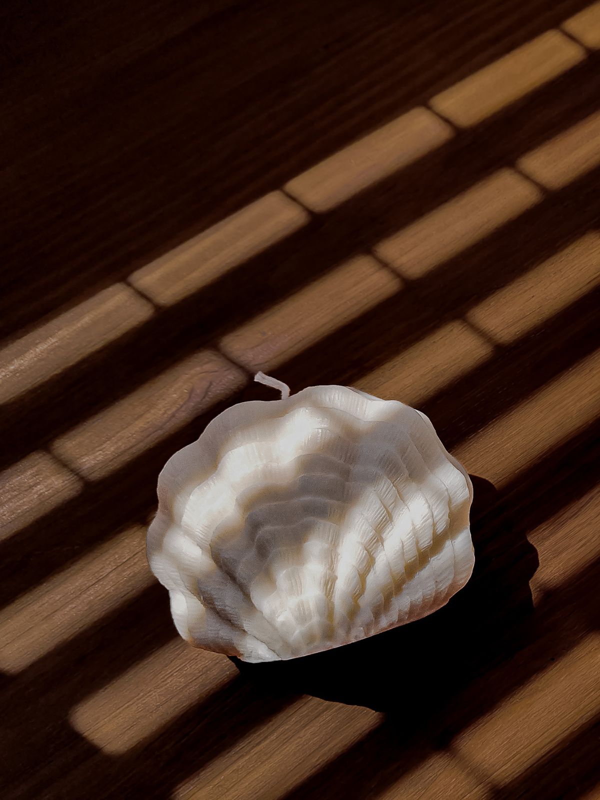 Bougie parfumée en forme coquillage. Décoration de tendance marine pour une ambiance bord de mer. bougie naturelle en cire de soja 100% végétale.