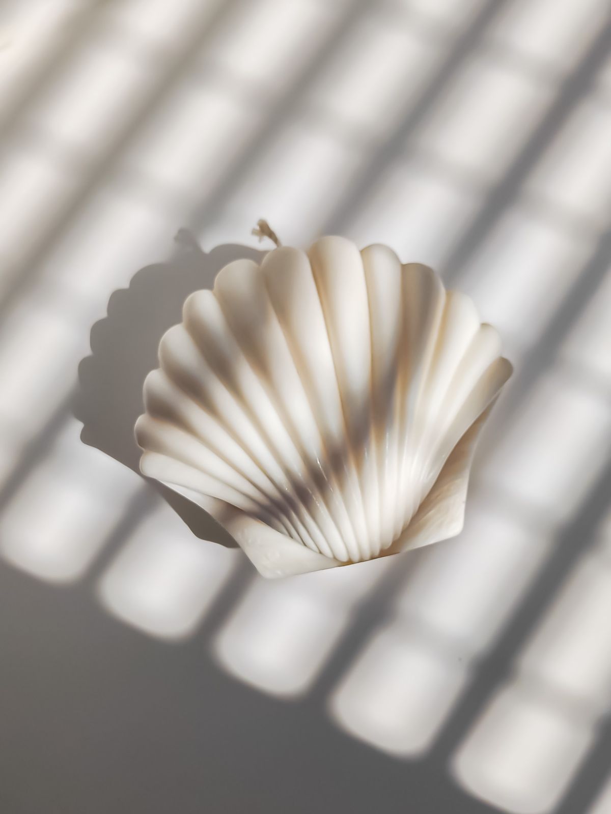 Bougie parfumée en forme coquillage. Décoration de tendance marine pour une ambiance bord de mer. bougie naturelle en cire de soja 100% végétale.