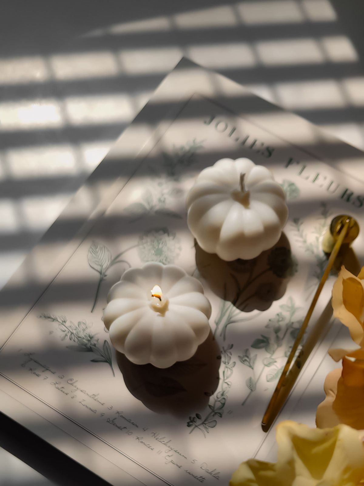 Bougie décorative et artisanale forme citrouille. déco parfumée pour l'automne.  fabriqué en cire naturelle dans la ville de Lyon. bougie potiron decorative.